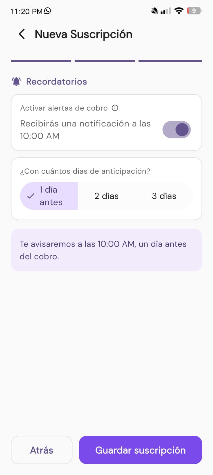 Configuración de batería para notificaciones en Supo
